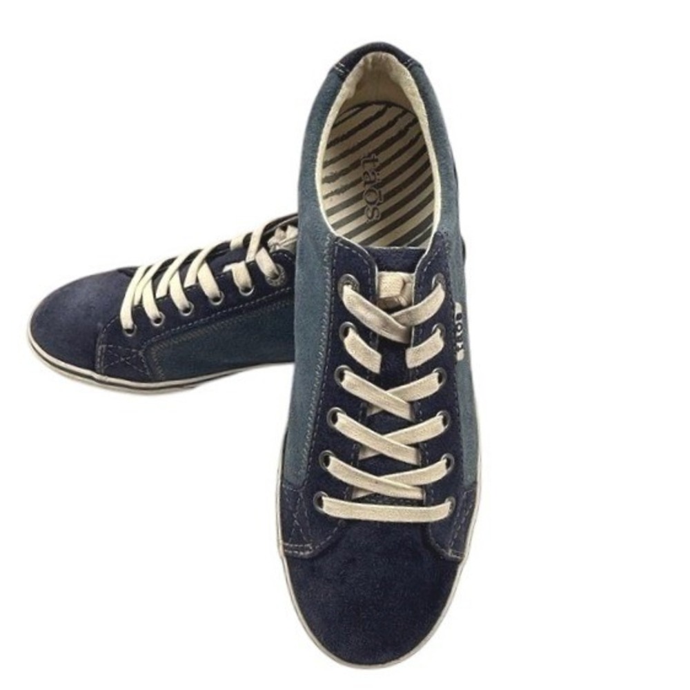 Taos Retro Blue Suede Low Top Lace Up Sneakers Womens Size 10